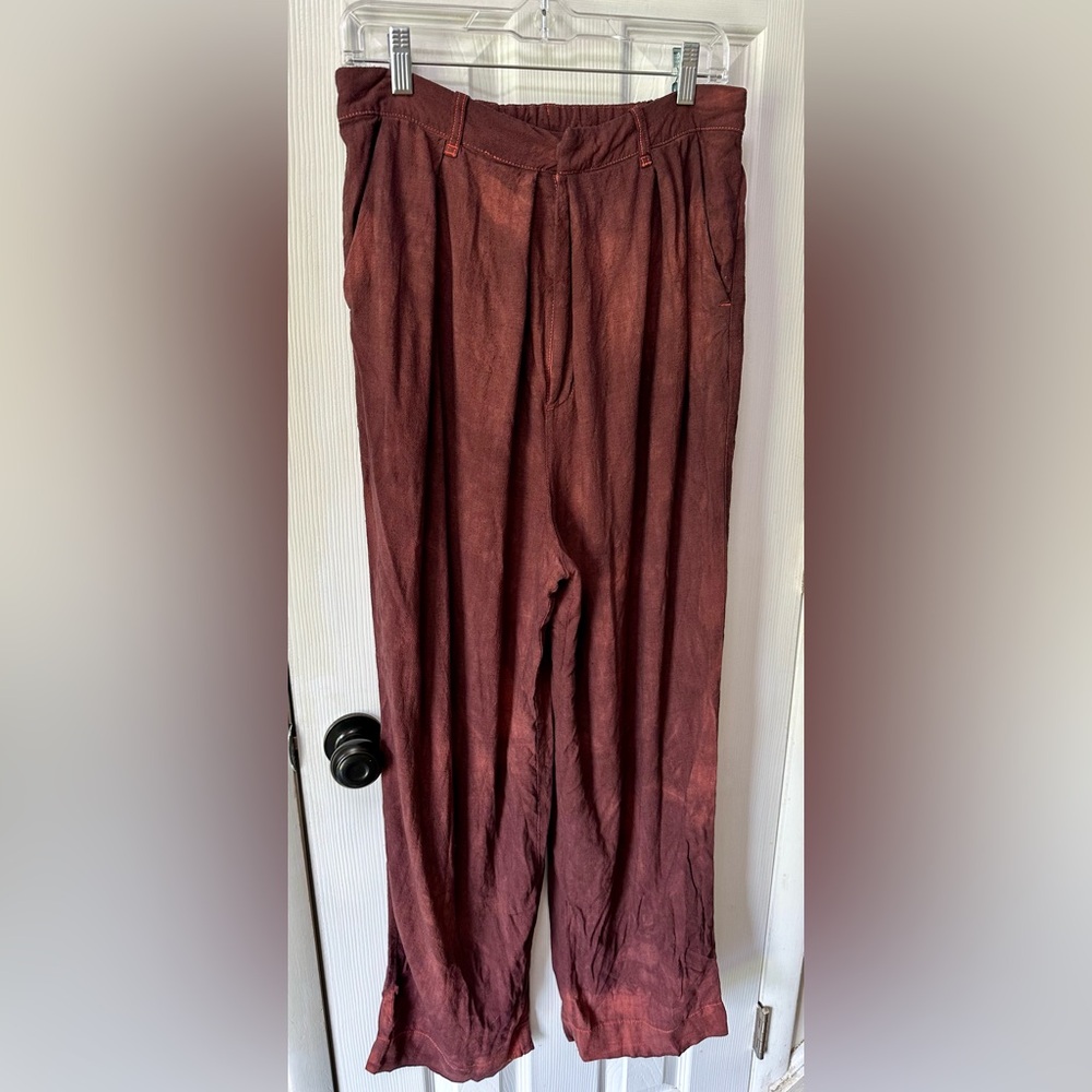 Free People Pleated Wide Leg Trousers, Rust, Medium